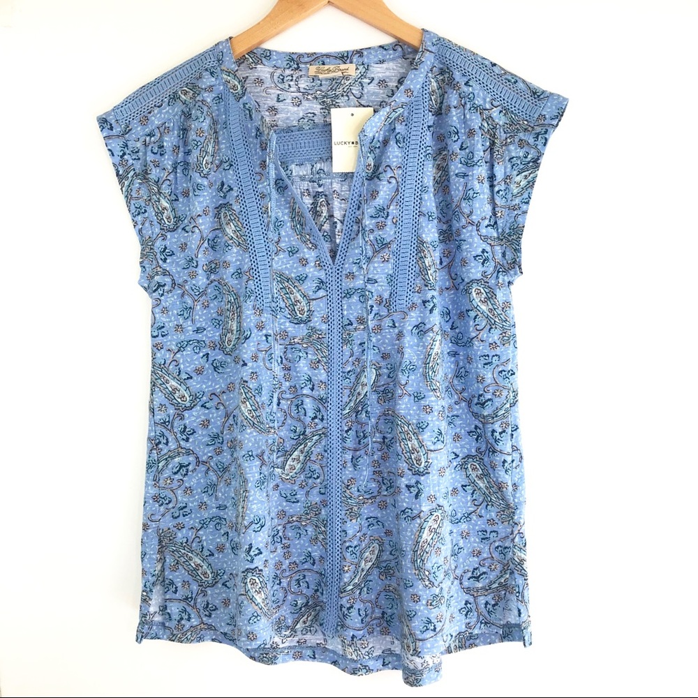 NWT Lucky Brand Blue Paisley Shirt Sz Small